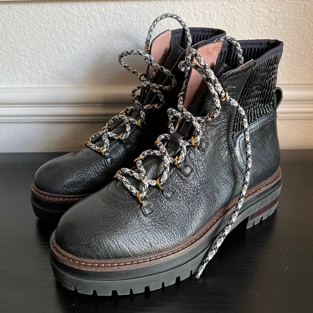 NWT Anthropologie Louise et Cie Leather Chunky Waterproof Combat Boot
